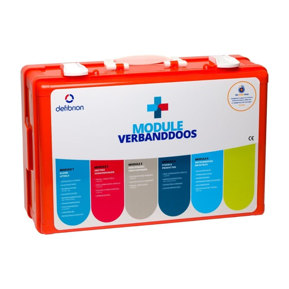 Moduleverbanddoos inclusief letselmodule 1 t/m 5 en wandhouder